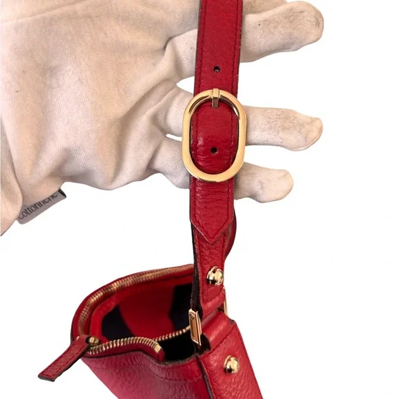 Gucci Britt New Web Hobo Red Pebbled Leather GG Logo Shoulder Bag - Picture 3 of 8